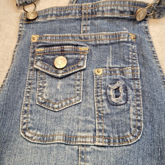 Rue 21 Overalls Women's Size 3/4 Skinny Distressed Denim Bib Cowgirl Countryglam - Picture 2 of 16